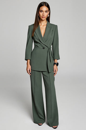 Dark Green 2-Piece Peak Lapel Women's Suit